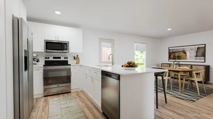 Kitchen rendering with virtual staged furniture