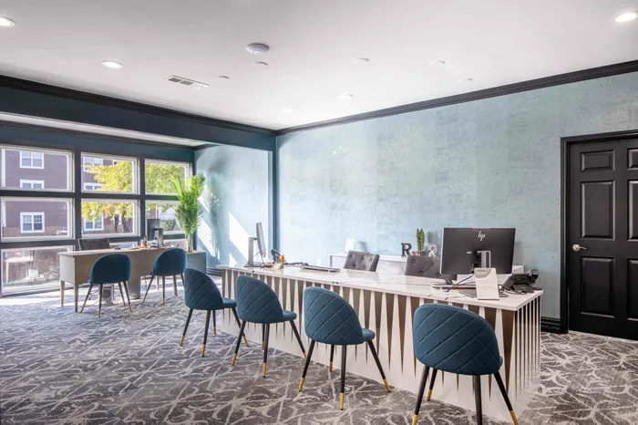 Leasing center desks and chairs