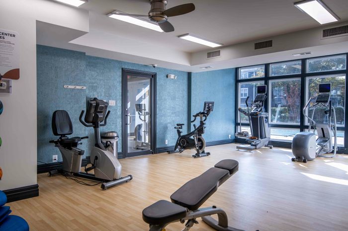 Community fitness center cardio equipment