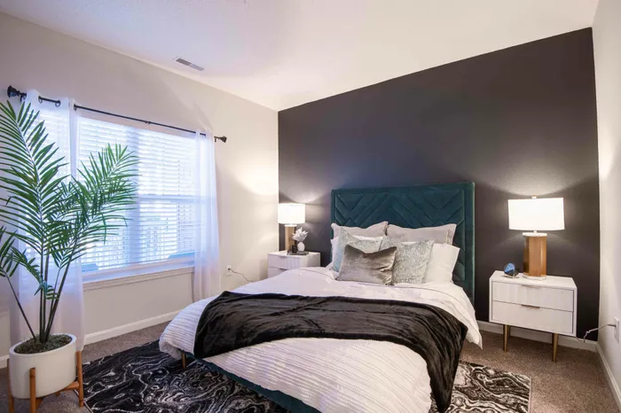 Bedroom with large windows