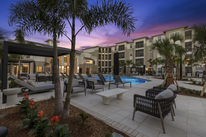 Poolside Cabanas at Twilight