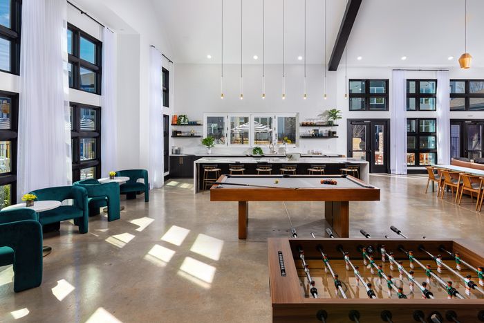 Resident lounge with billiards and gaming area