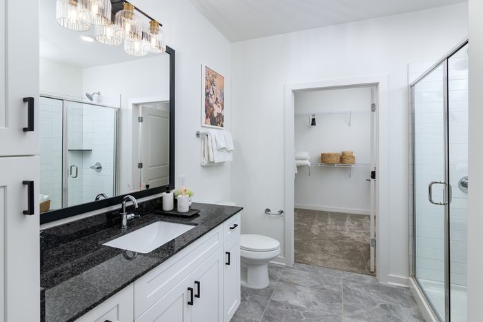 Bathroom with luxurious tile flooring