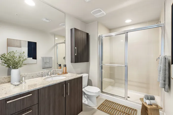 Platinum apartment home with a standalone shower