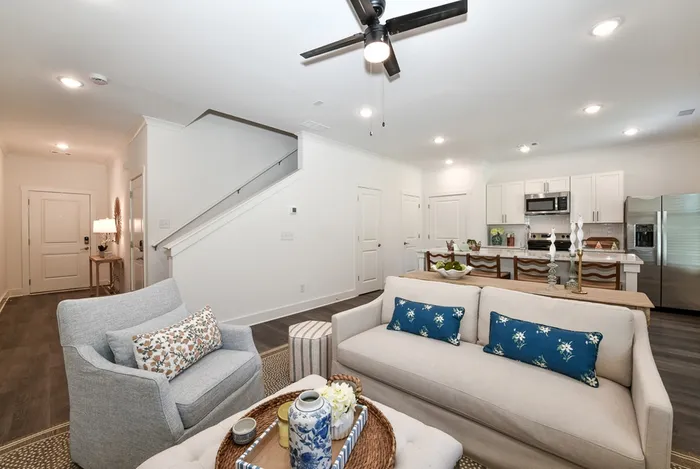 Living Room with staircase going to bedrooms