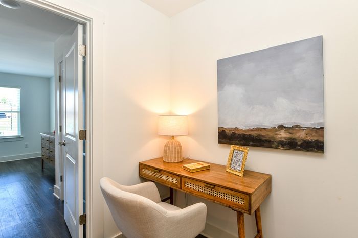 desk and chair in nook