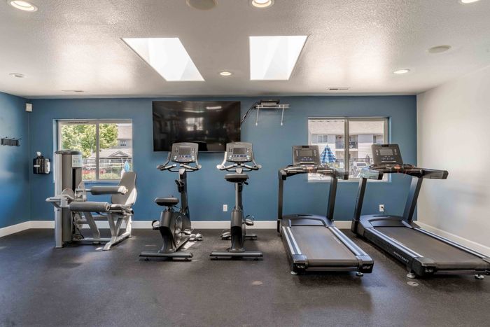 Fitness Center with blue wall