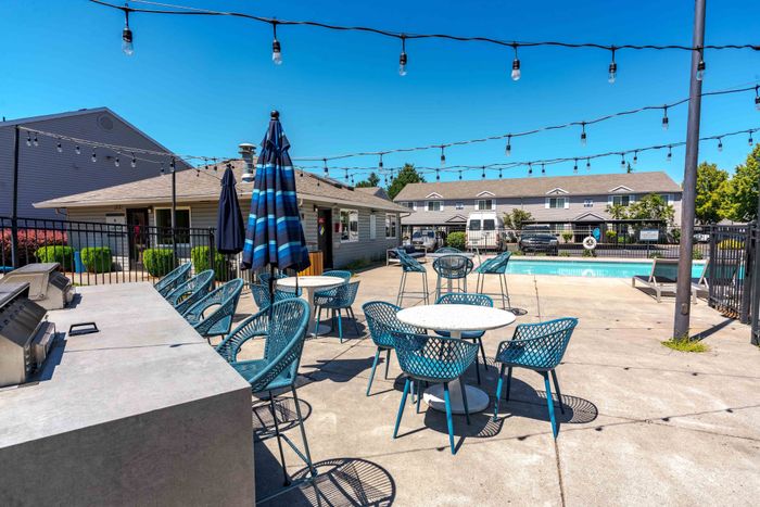 Pool deck with chairs