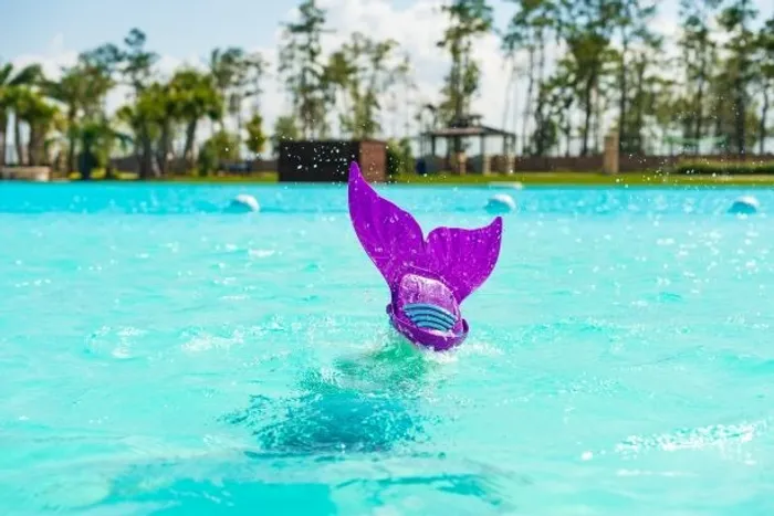 Pool with purple float