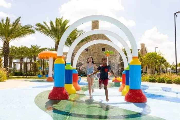 Rendering with kids running through water
