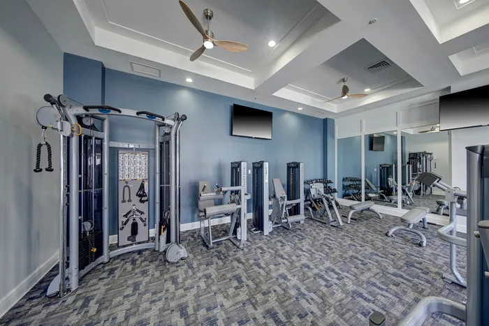 Fitness center at The Mark at cityscape apartments in Boca Raton FL.