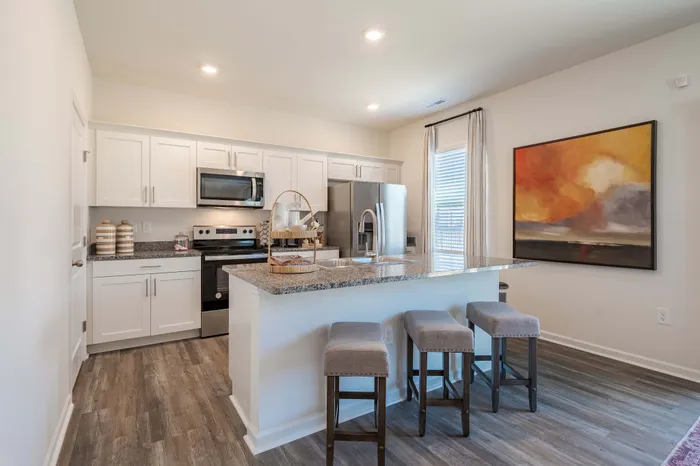 kitchen island with white cabinets