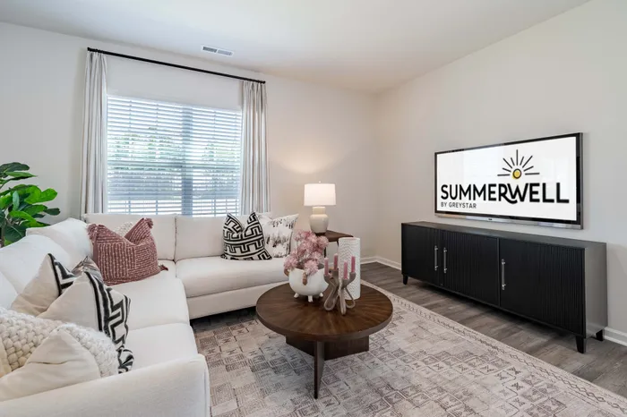 living room with white couch