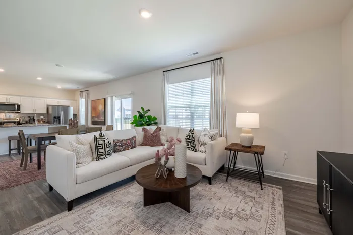 living room with white couch
