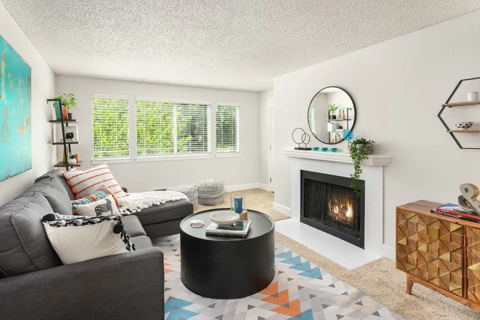 Living room with fireplace