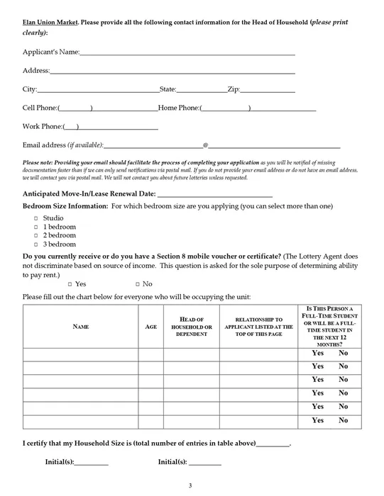 Affordable Unit Application, 3/30