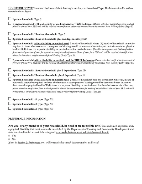 Affordable Unit Application, 4/30