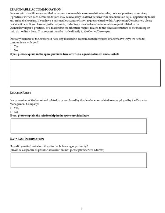 Affordable Unit Application, 5/30