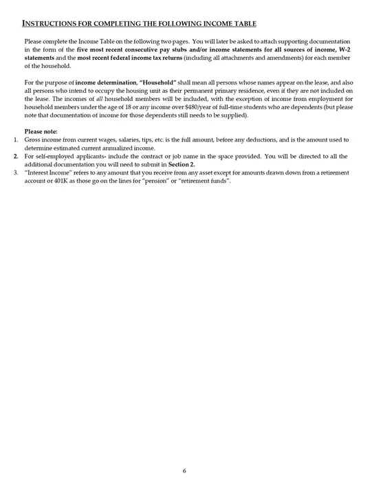 Affordable Unit Application, 6/30