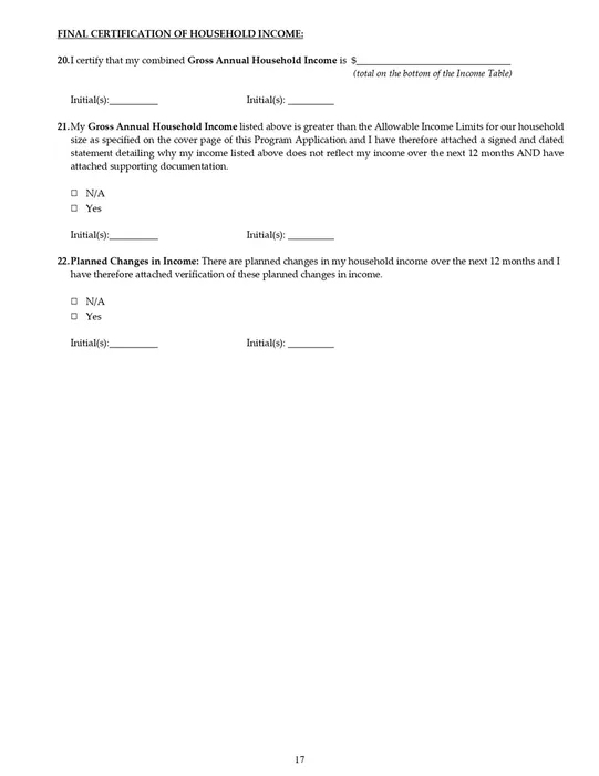 Affordable Unit Application, 17/30