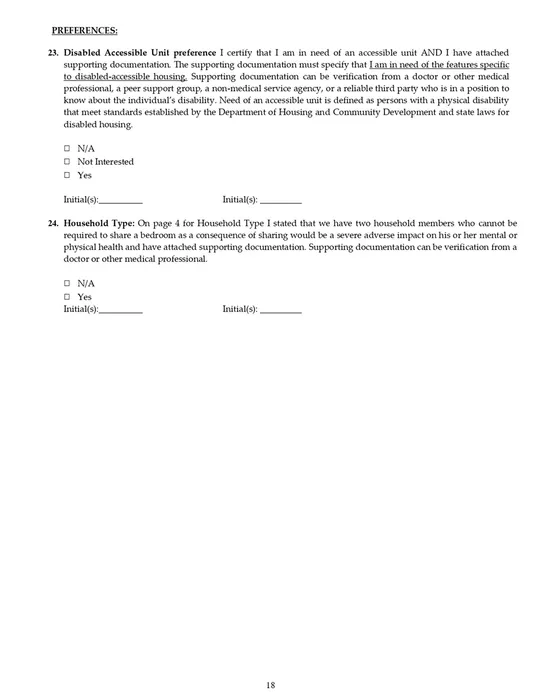 Affordable Unit Application, 18/30