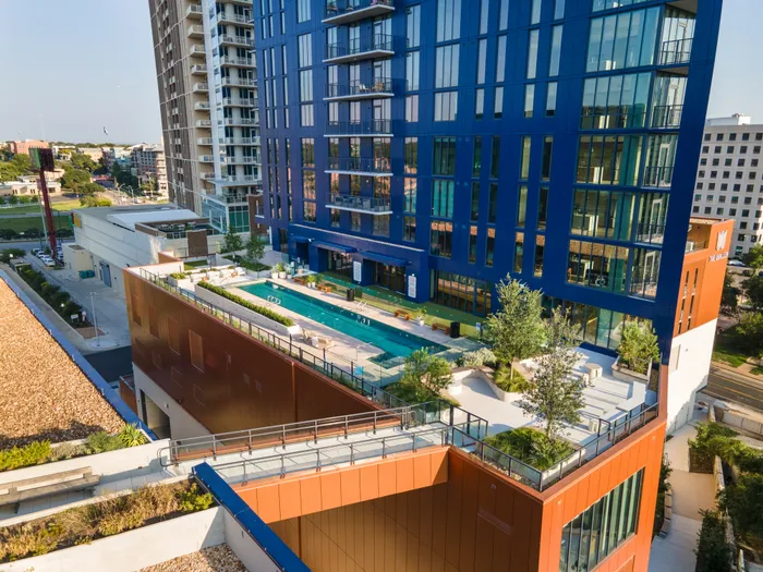 exterior of building and pool