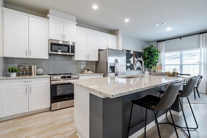 kitchen with island and stainless steel appliances