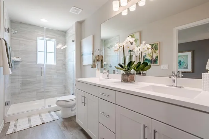 bathroom with double vanities