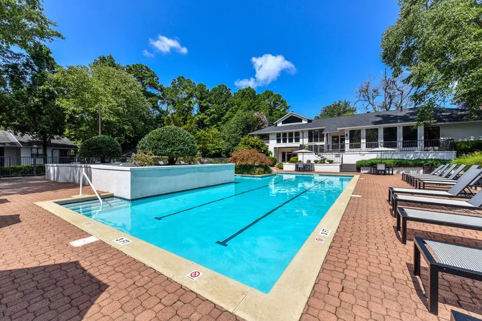 Large pool with lounge seating