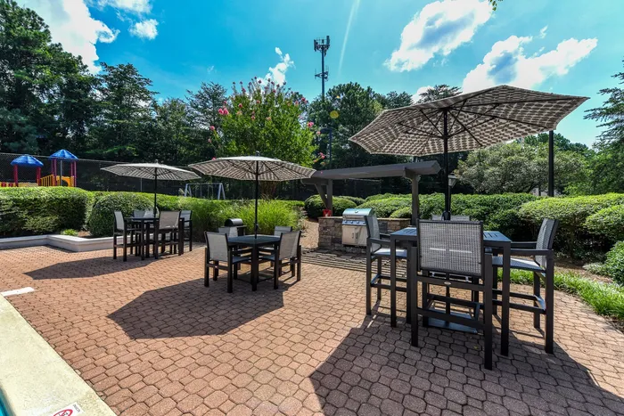 Outdoor dining and grilling area