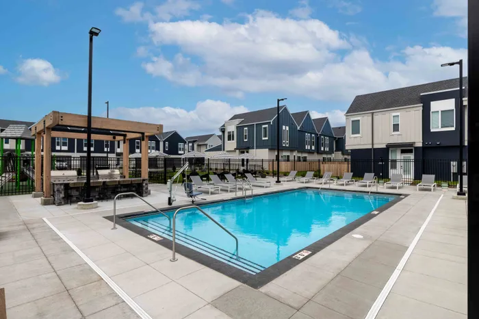 pool and exteriors of townhomes