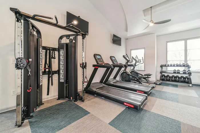 Fitness center treadmills
