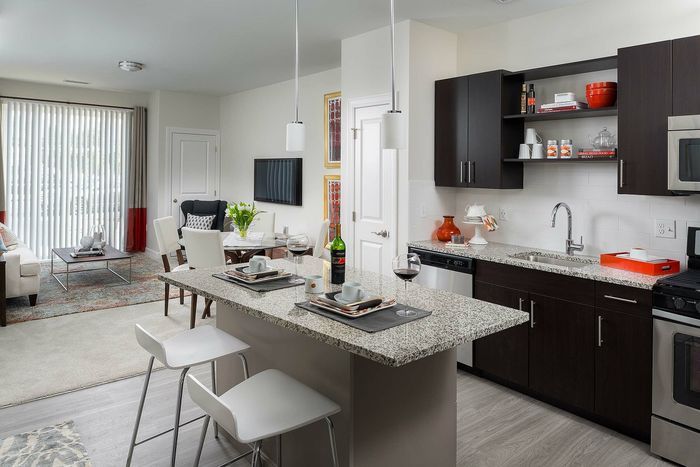 Kitchen with seating at bar