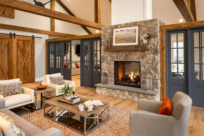 Clubhouse fireplace with seating