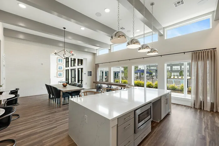 Community Kitchen Island with Microwave