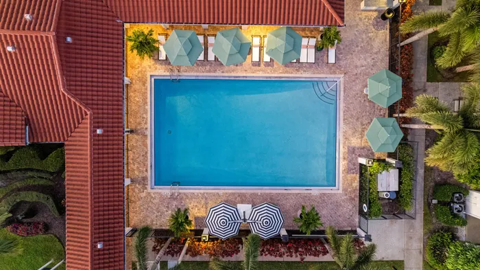 Property pool at twilight