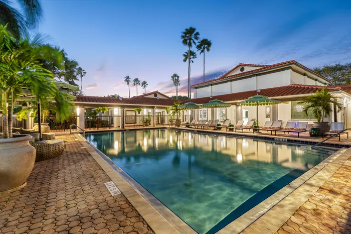 Property pool at twilight