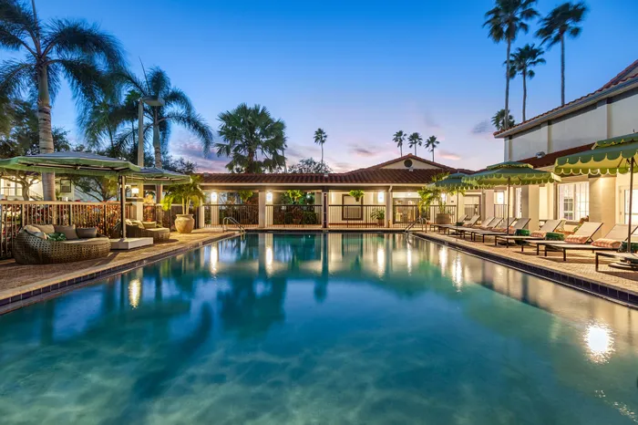 Property pool at twilight