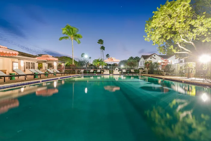 Property pool at twilight