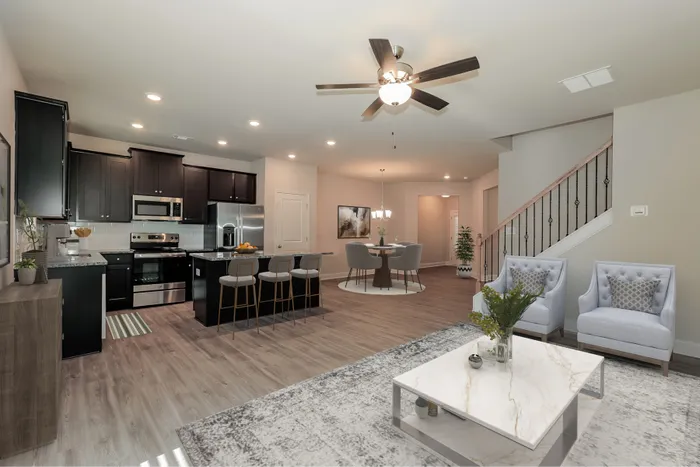 Sunrise living room and kitchen