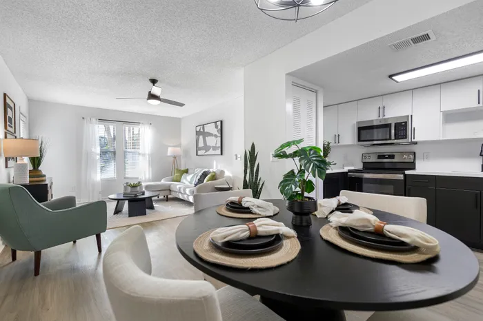 dining kitchen and living room view