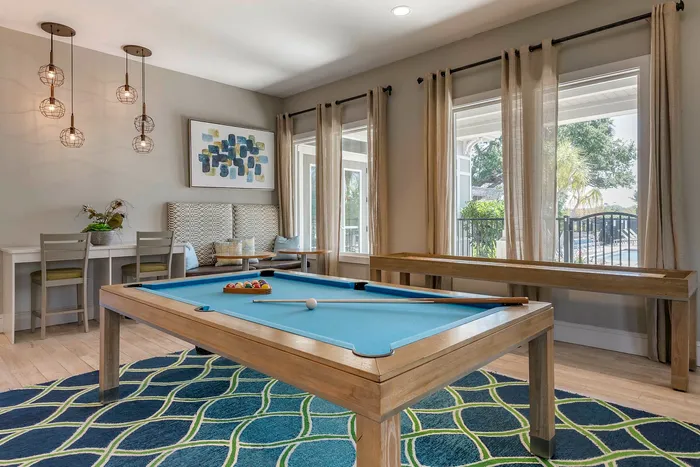Pool table in gameroom