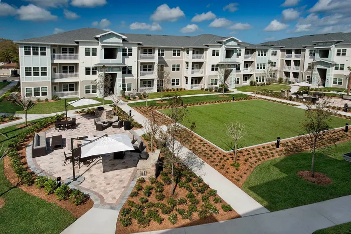 Aerial view of ourdoor grassy area