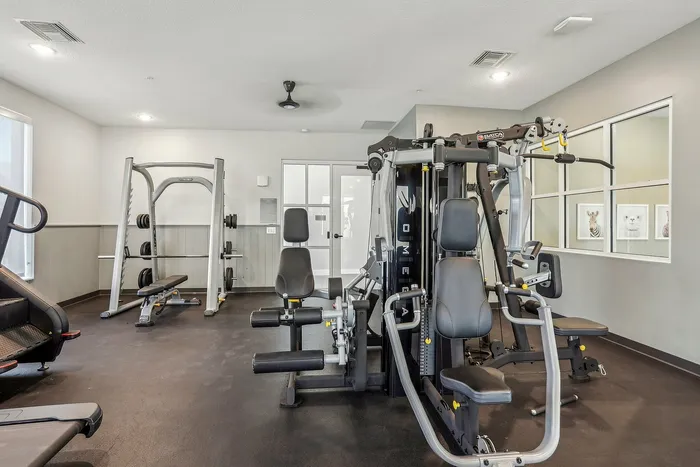 fitness center with weights