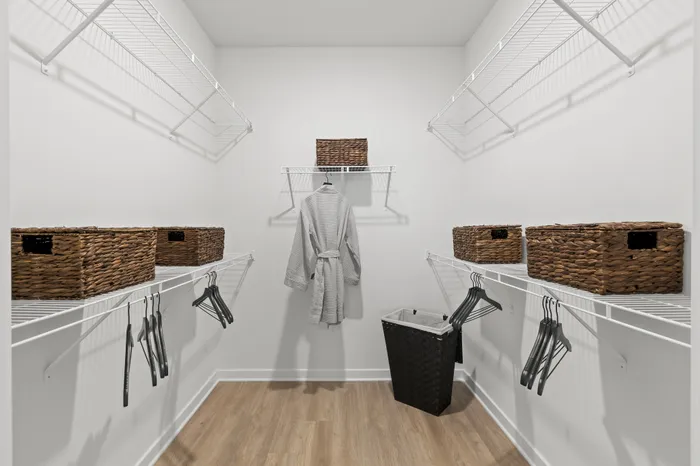 Spacious closet with wire built in shelves