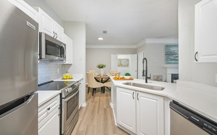Kitchen with stainless steel appliances