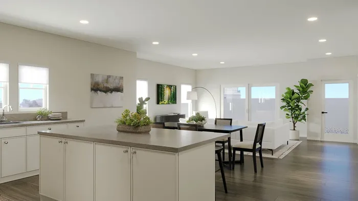 Unit living room, kitchen view