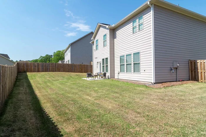 fenced back yard