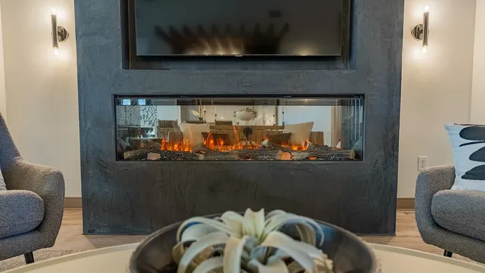Fireplace in clubhouse
