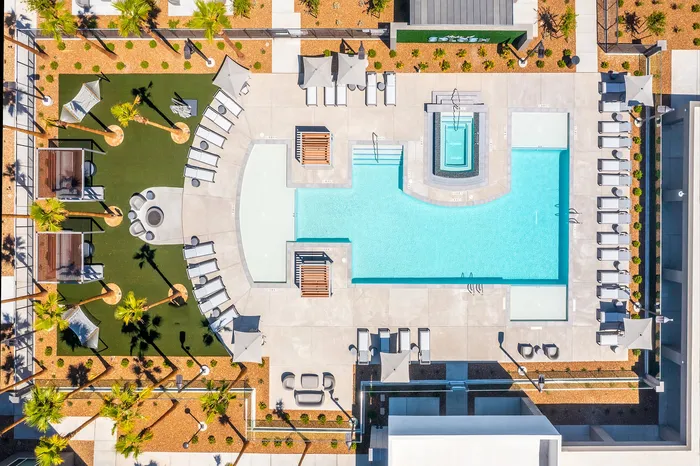 Aerial view of pool deck